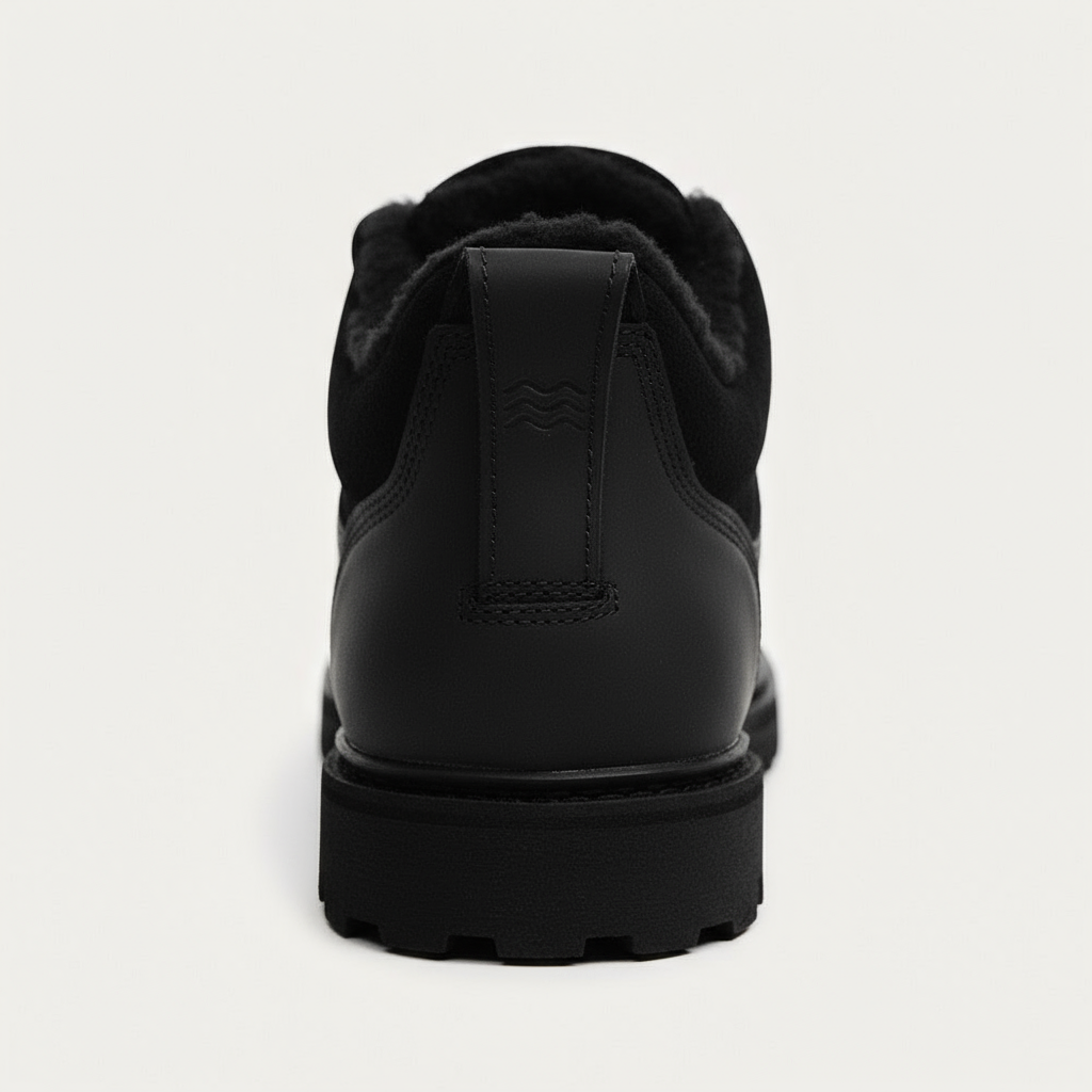 Black boot back view packshot