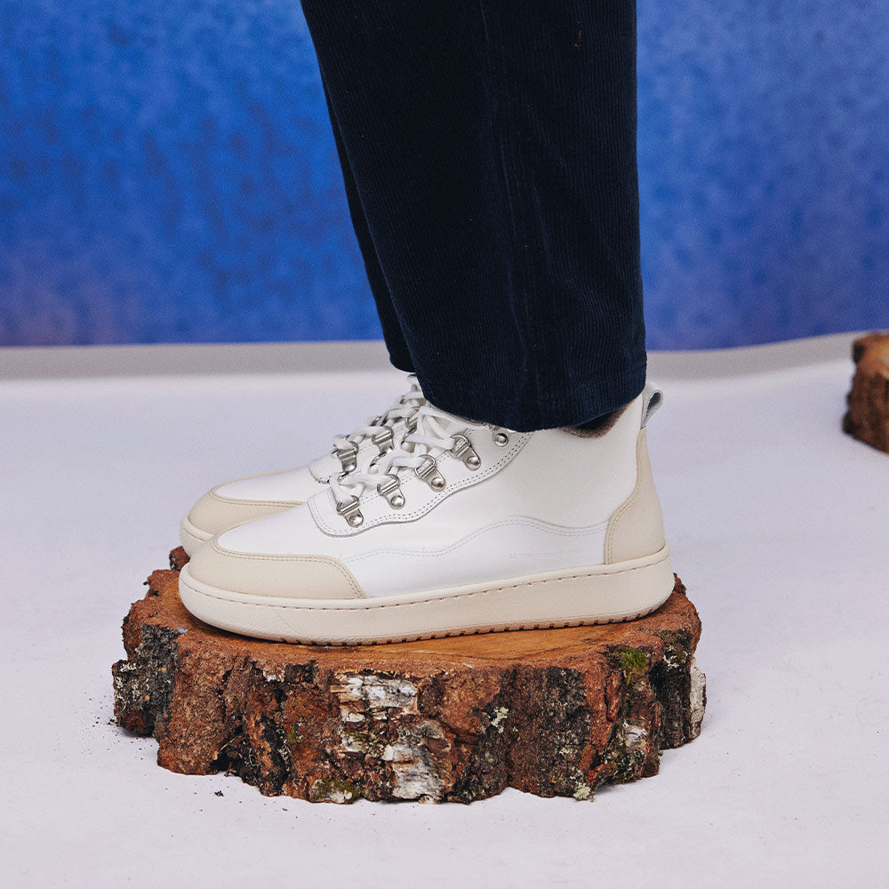 Norwegian Sneaker (White & Beige Wool)